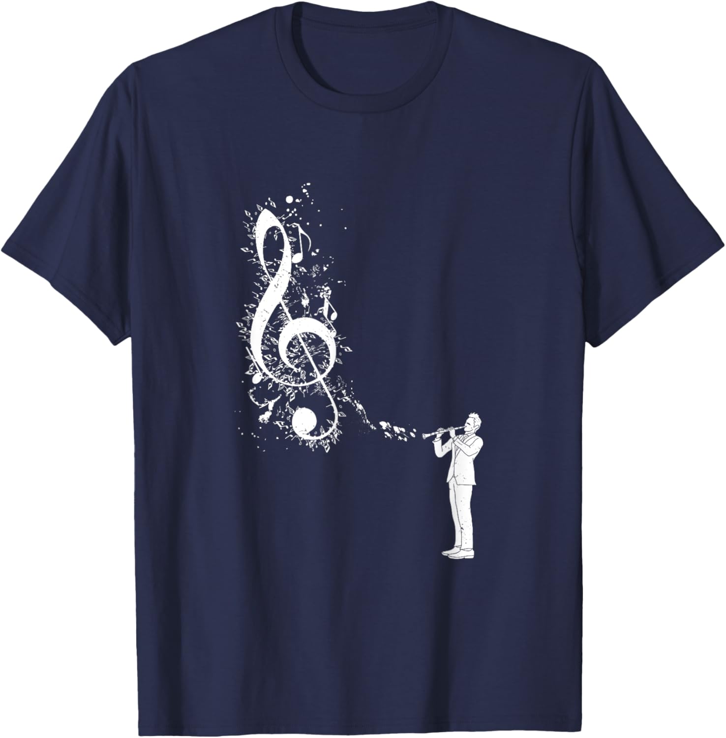 Clarinet Instrument Player Musical Note Clarinetist , Black, S T-Shirt - T-Shirt | Navy