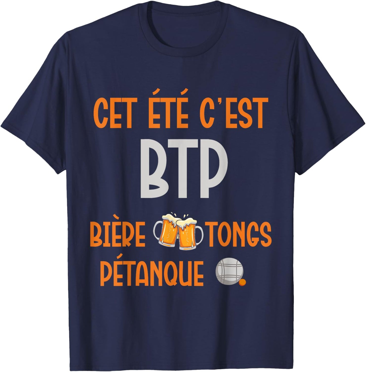 Gift humour summer man aperitif beauf beers flip flops petanque T-Shirt - T-Shirt | Navy