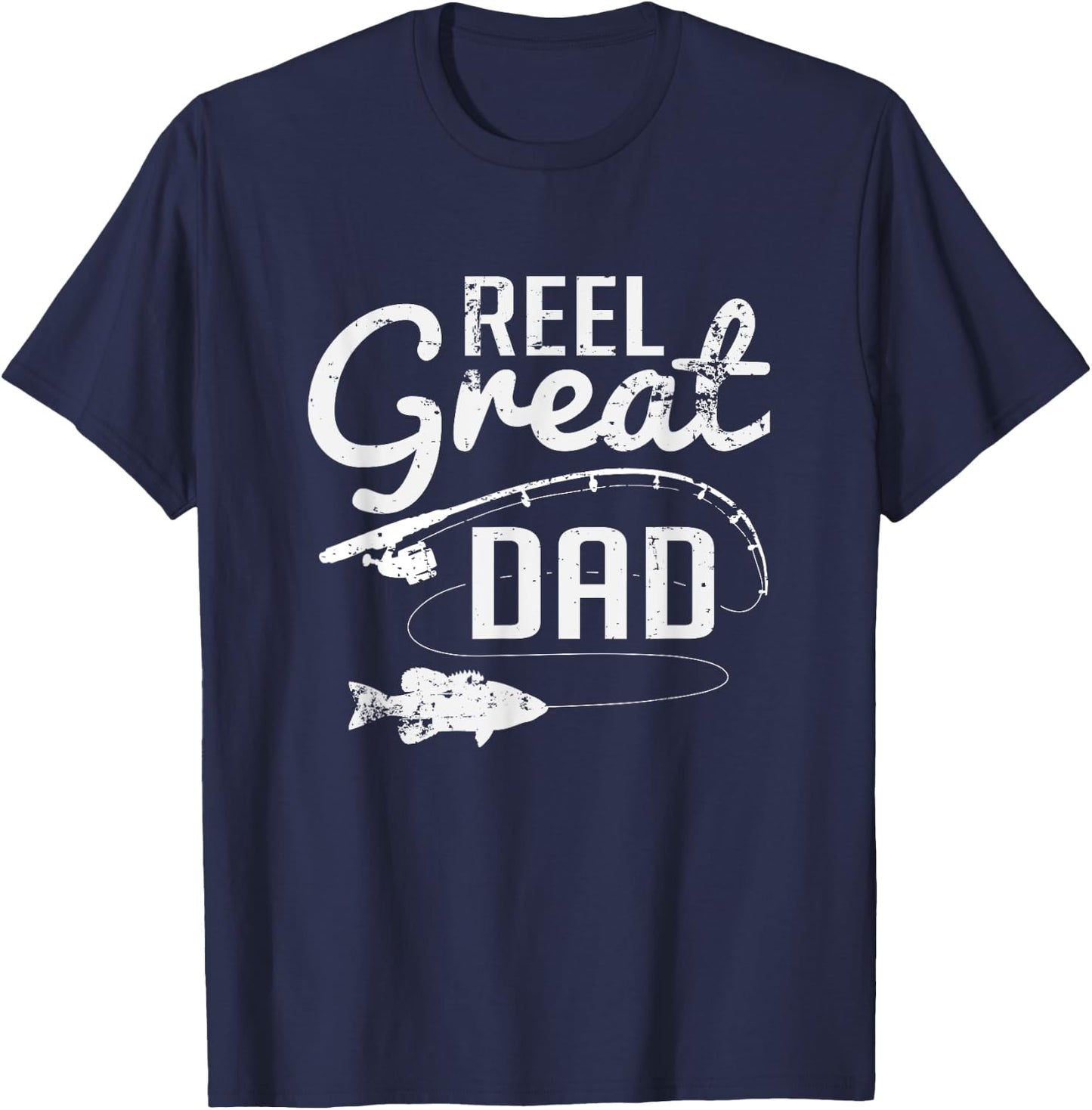 Reel Great Dad Cute Fishing Father's Day T-Shirt - T-Shirt | Navy