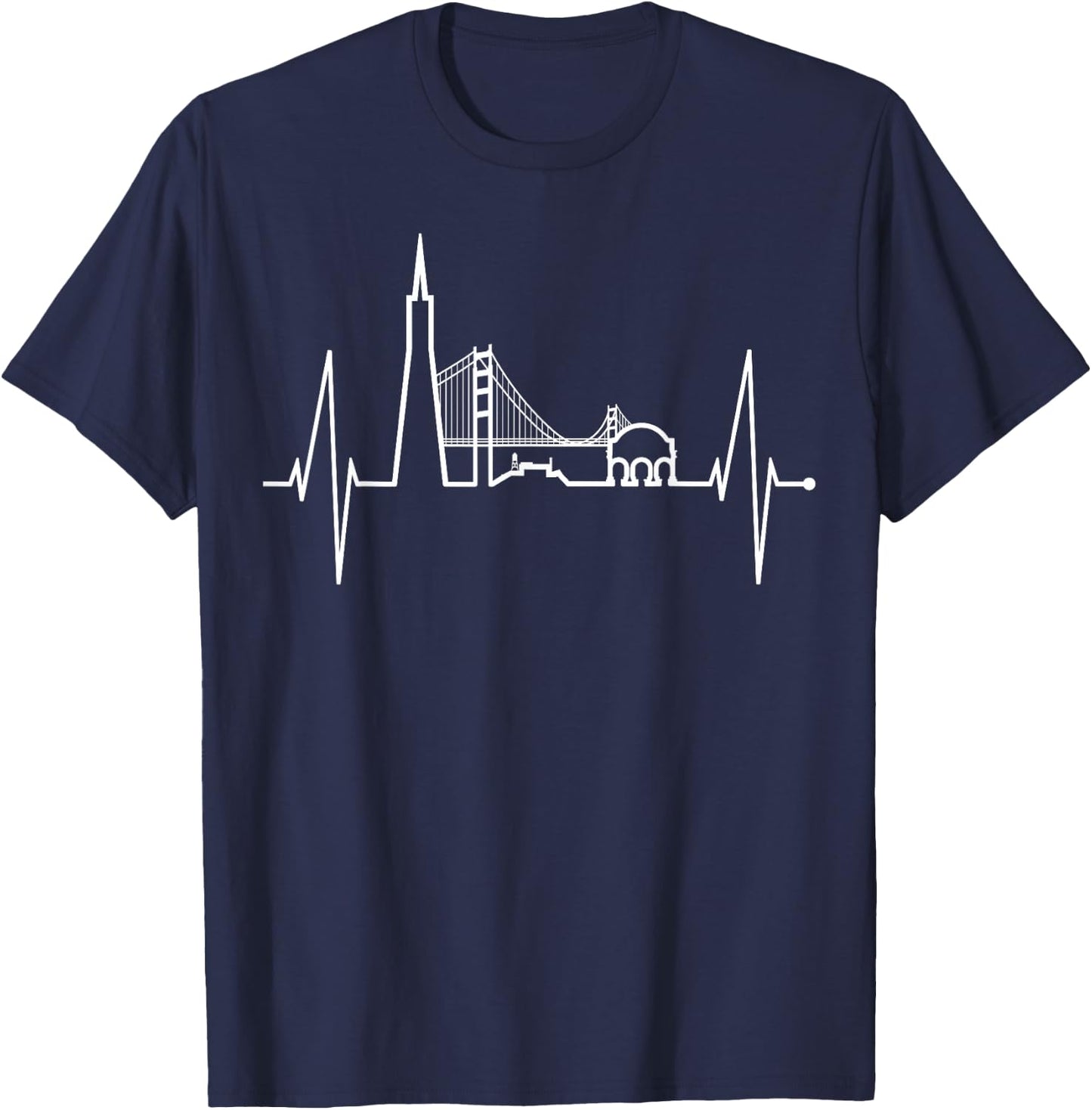 San Francisco Skyline Battement de cœur Californie USA T-Shirt - T-Shirt | Navy