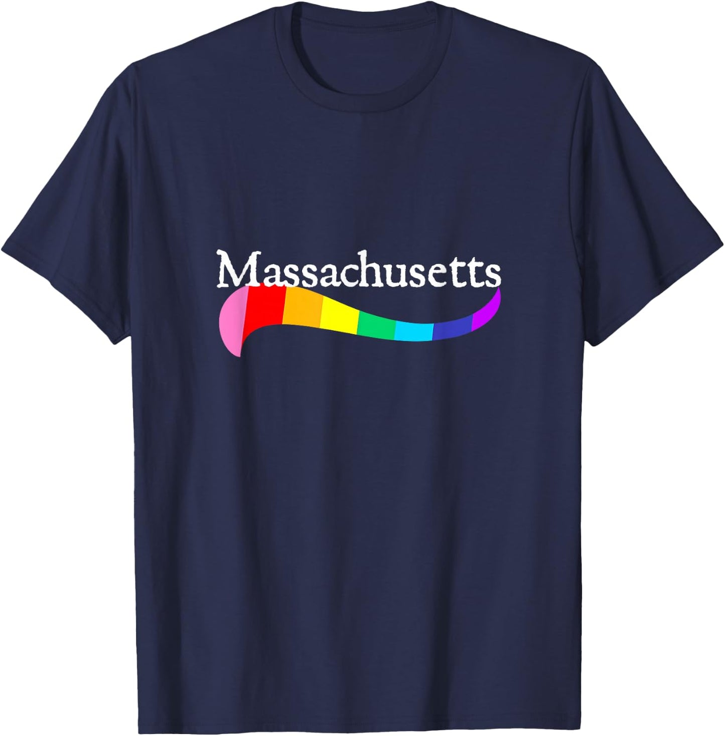 Happy Massachusetts LGBTQ Rainbow Logo Gay Pride Parade Love T-Shirt - T-Shirt | Navy
