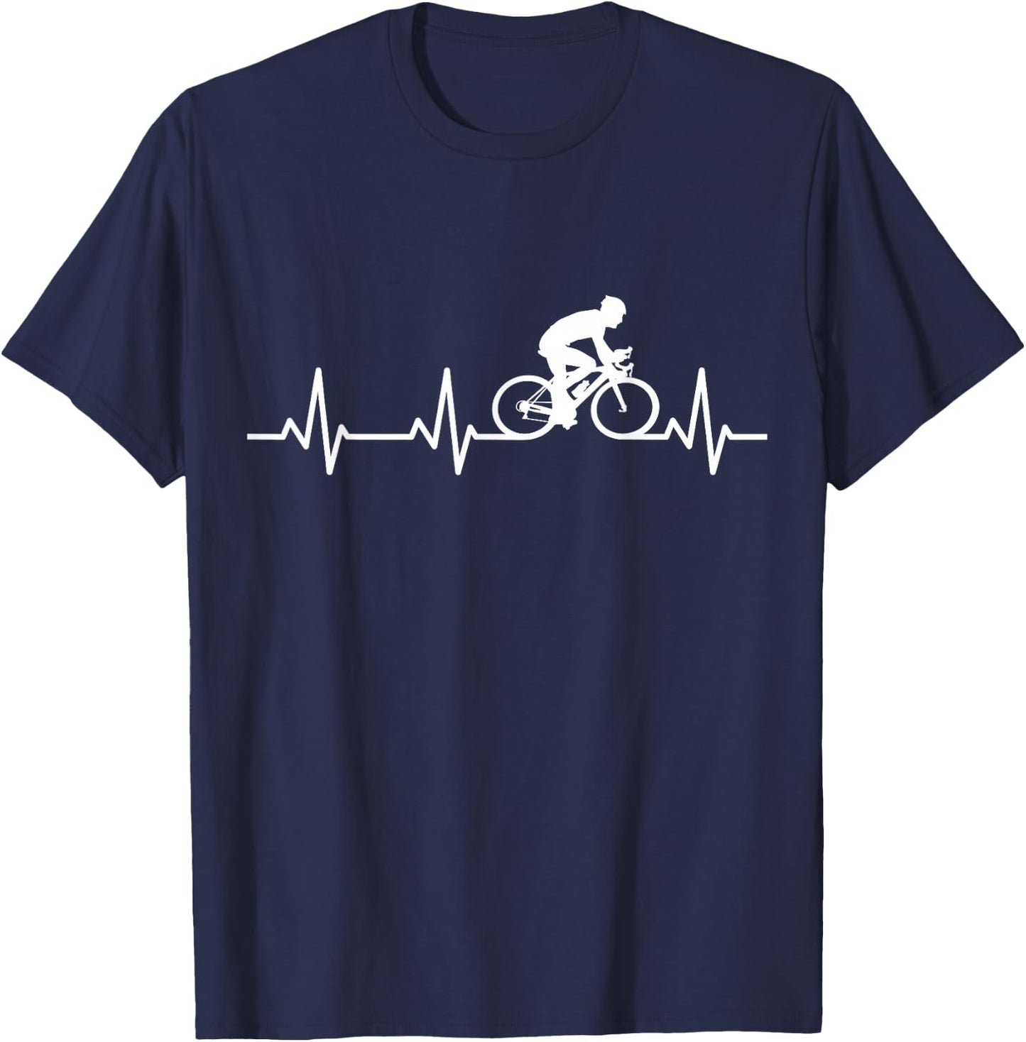 Herzschlag Radfahrer EKG Fahrrad Herzlinie T-Shirt - T-Shirt | Navy