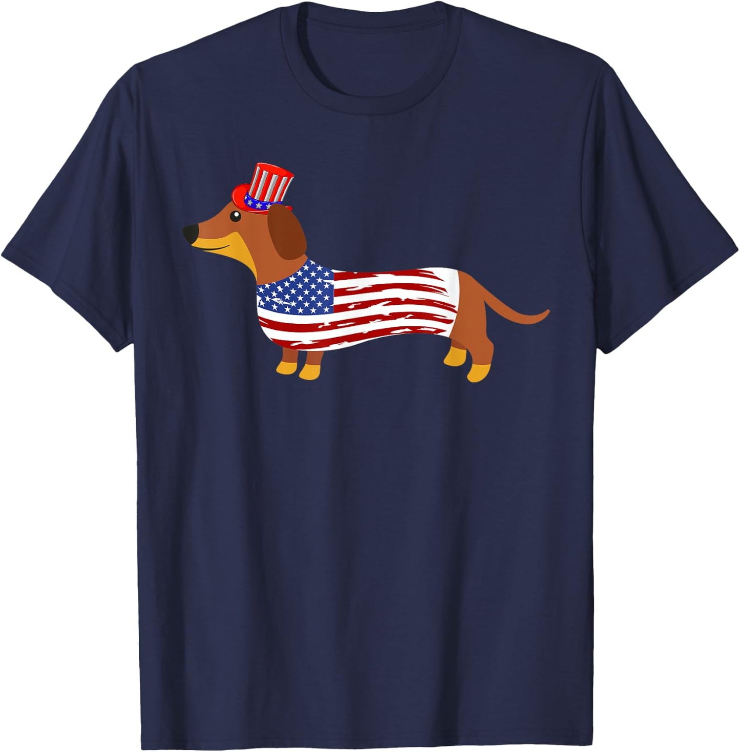 Dachshund 4th of July - American Flag Dachshund Kids Men T-Shirt - T-Shirt | Navy