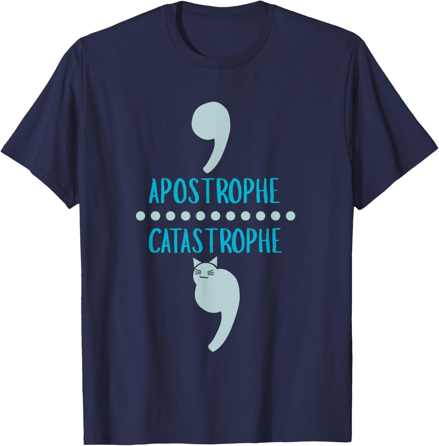 Cat Grammar Funny English Teacher Pun T Shirt Men Women Girls Kids T-Shirt - T-Shirt | Navy