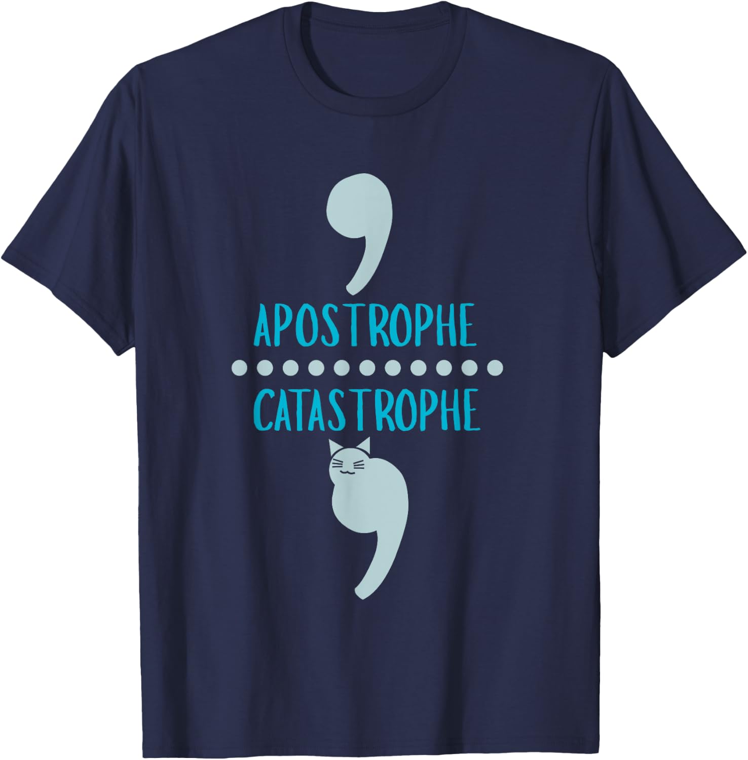 Cat Grammar Funny English Teacher Pun T Shirt Men Women Girls Kids T-Shirt - T-Shirt | Navy