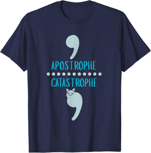 Cat Grammar Funny English Teacher Pun T Shirt Men Women Girls Kids T-Shirt - T-Shirt | Navy