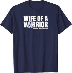 Wife of a Warrior Periwinkle Esophageal Cancer Awareness T-Shirt - T-Shirt | Navy
