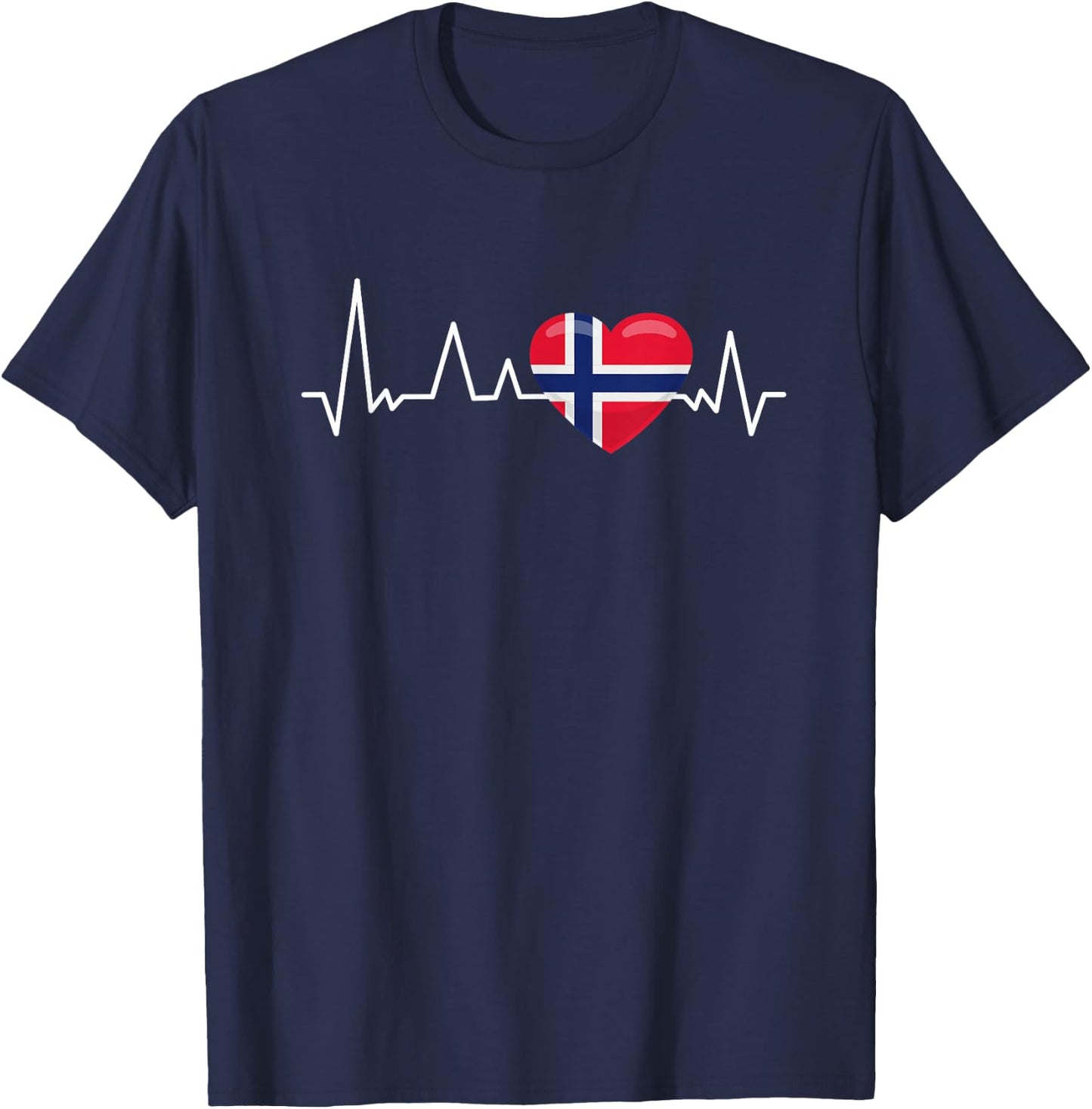 Norwegen Flagge Herzschlag Skandinavien Urlaub T-Shirt - T-Shirt | Navy