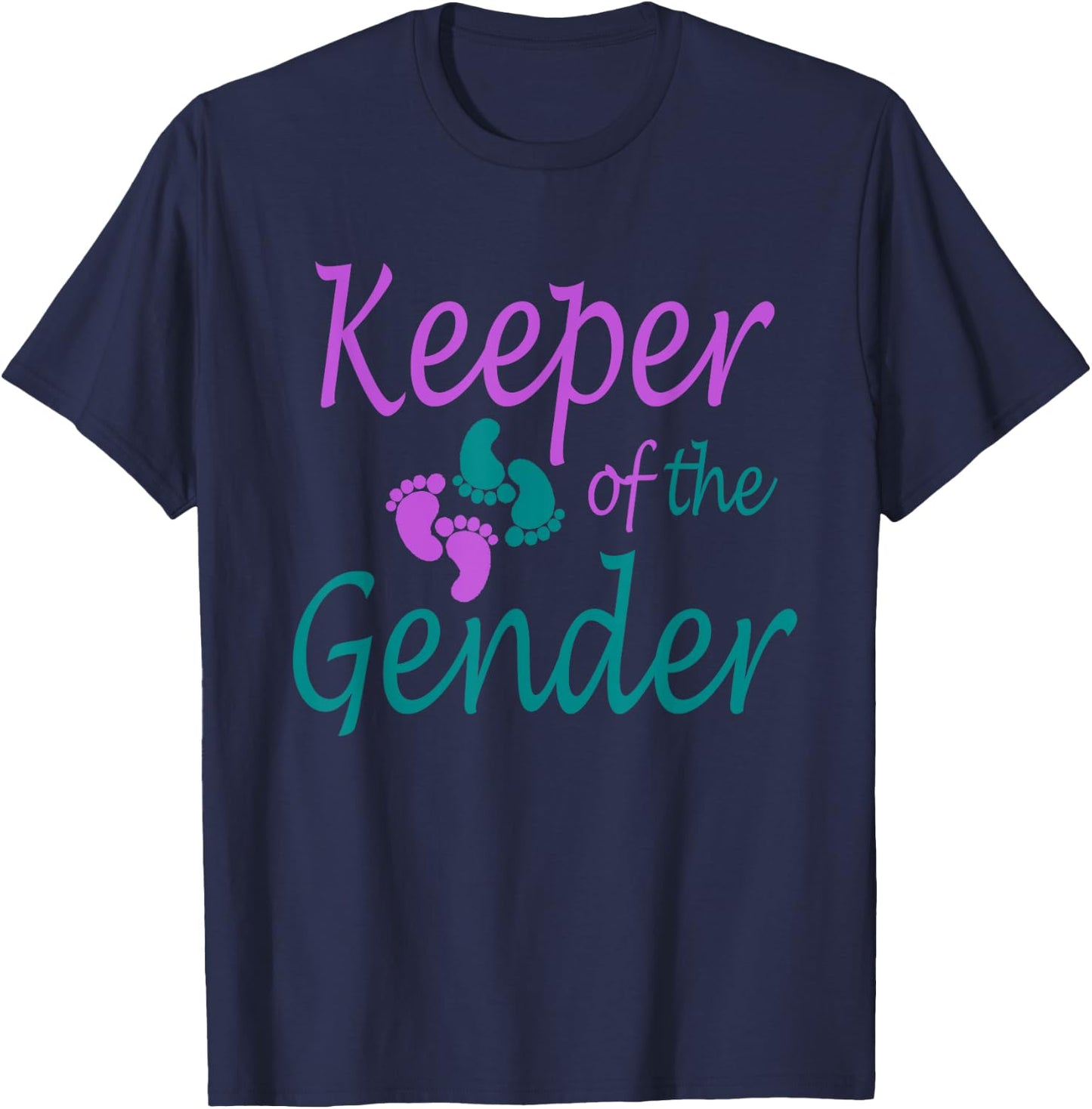 Purple and teal gender reveal for the keeper of the gender T-Shirt - T-Shirt | Navy
