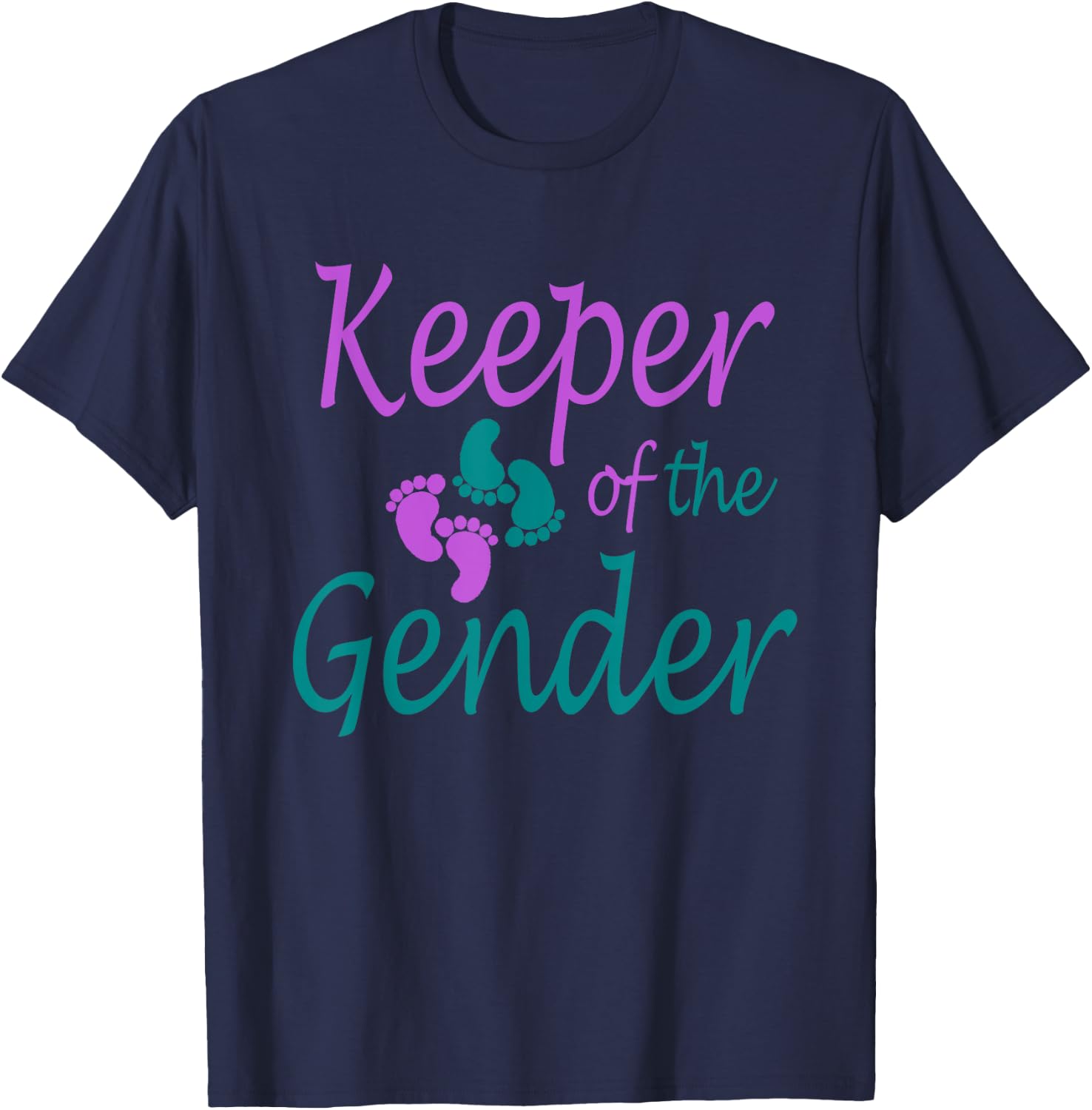 Purple and teal gender reveal for the keeper of the gender T-Shirt - T-Shirt | Navy