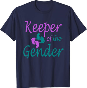 Purple and teal gender reveal for the keeper of the gender T-Shirt - T-Shirt | Navy