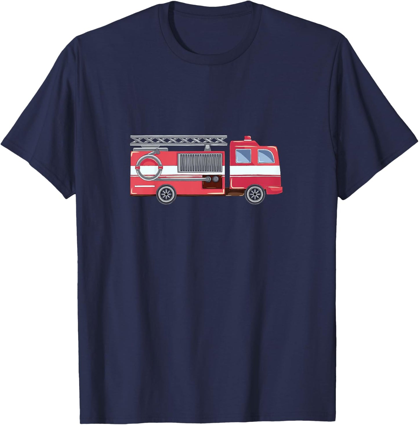 Feuerwehr Kinder Mit Rotem Feuerwehrauto T-Shirt - T-Shirt | Navy