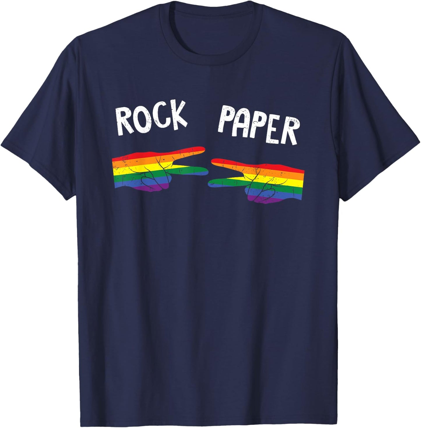 LGBT Rock Paper LGBTQ Lesbian Gay Pride Grunge T-Shirt - T-Shirt | Navy