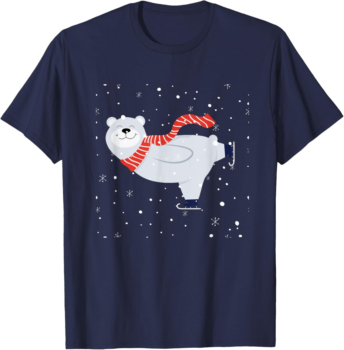 Polar Bear Ice Skating T shirt Funny Christmas Bear Lovers T-Shirt - T-Shirt | Navy