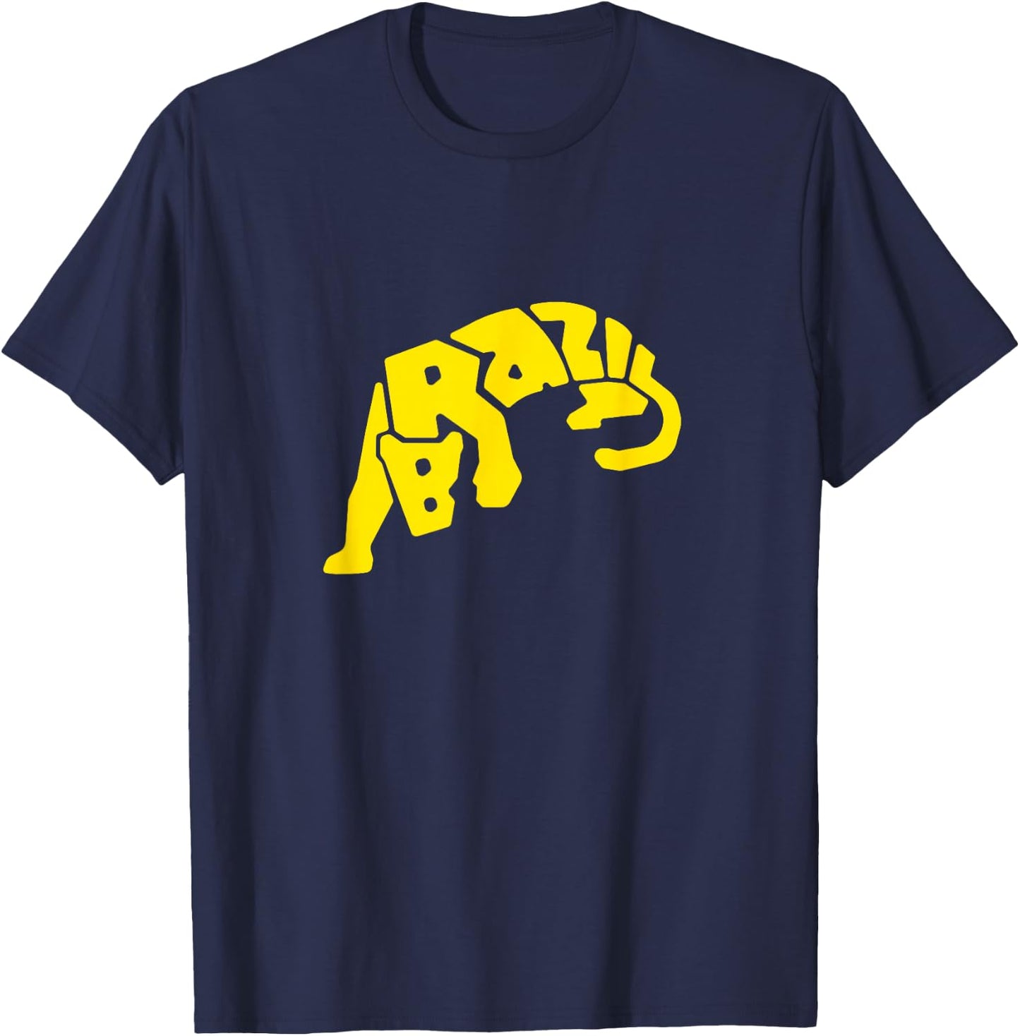 Brazil Jaguar Word Art - Funny Animal T-Shirt - T-Shirt | Navy