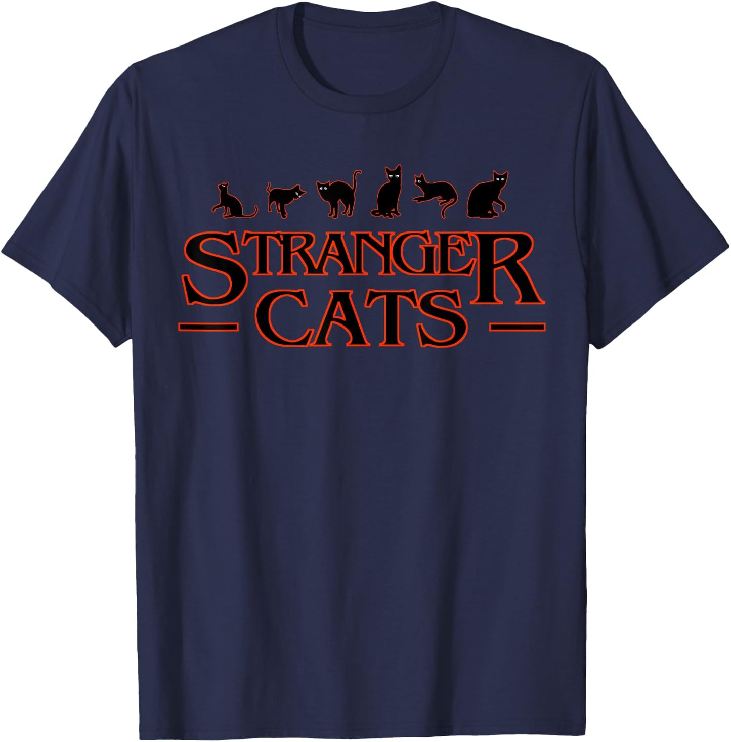 Funny Stranger Cats Halloween Costume , black T-Shirt - T-Shirt | Navy