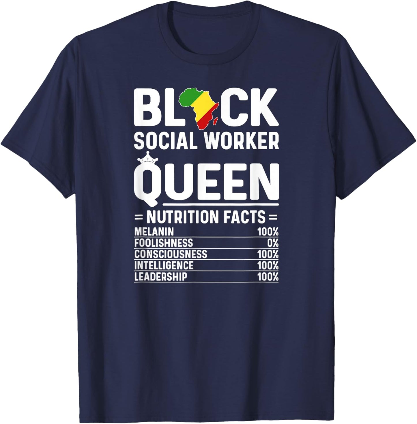 Black Social Worker Queen African American Social Workers T-Shirt - T-Shirt | Navy