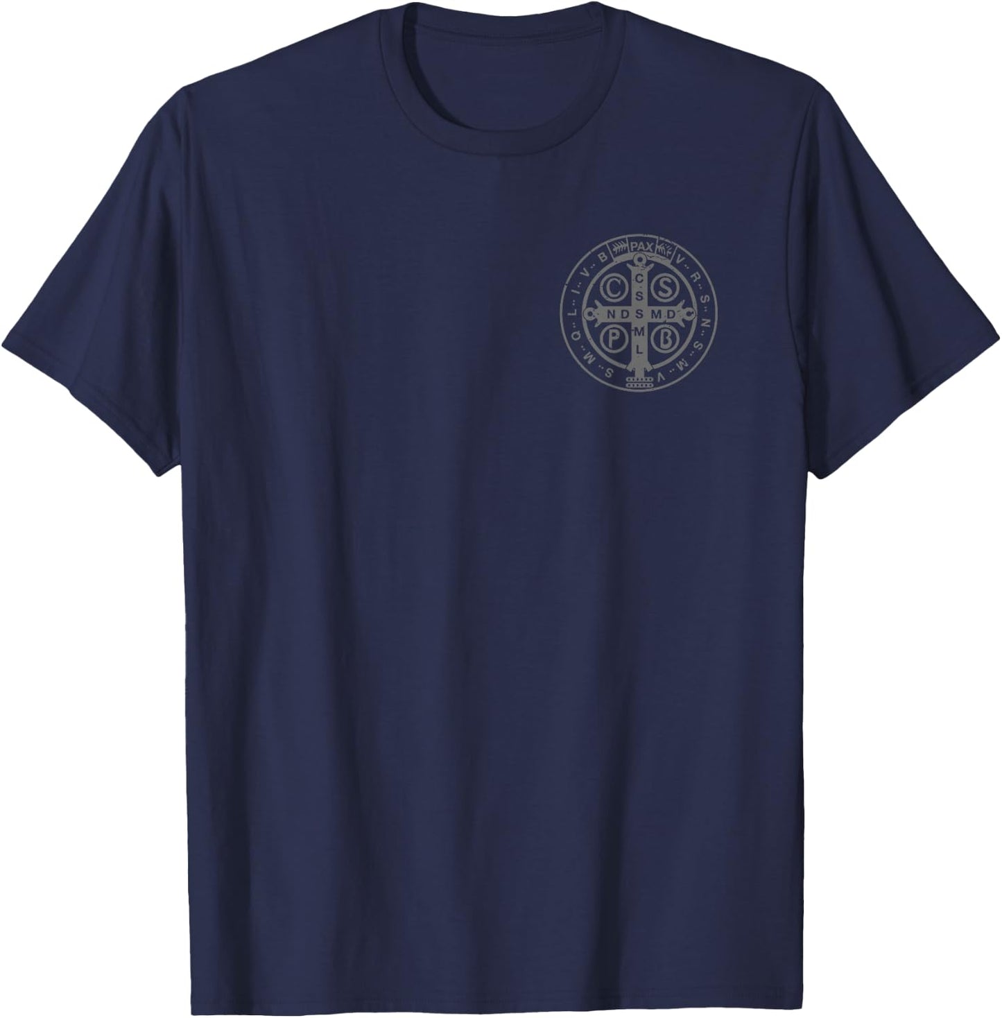 Religiöse katholische St. Benedikt-Medaille | Christlich T-Shirt - T-Shirt | Navy