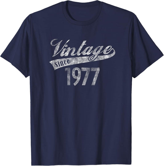 Vintage Since 1977 Retro Birthday Gift T-Shirt - T-Shirt | Navy