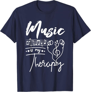 Music is my therapy T-Shirt - T-Shirt | Navy
