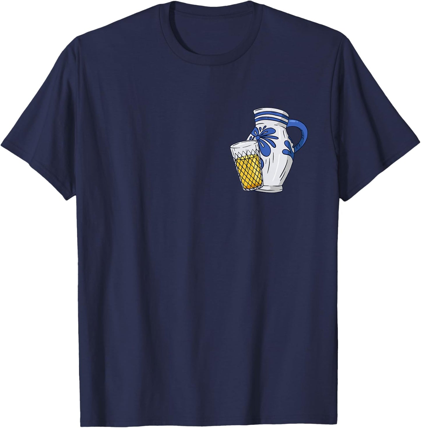 Hessisches Ebbelwoi und Äppler Design Äppelwoi Design für Bembel und Apfelwein Liebhaber , Herren, Schwarz, S, Kurzarm, Klassische Passform, Cartoon-Design 'Äppelwoi' T-Shirt - T-Shirt | Navy
