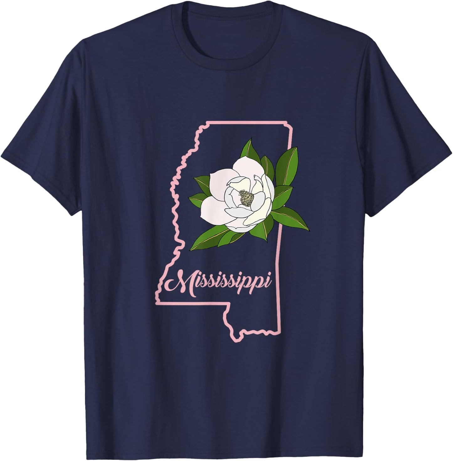 Mississippi Magnolia Flower T-Shirt - T-Shirt | Navy
