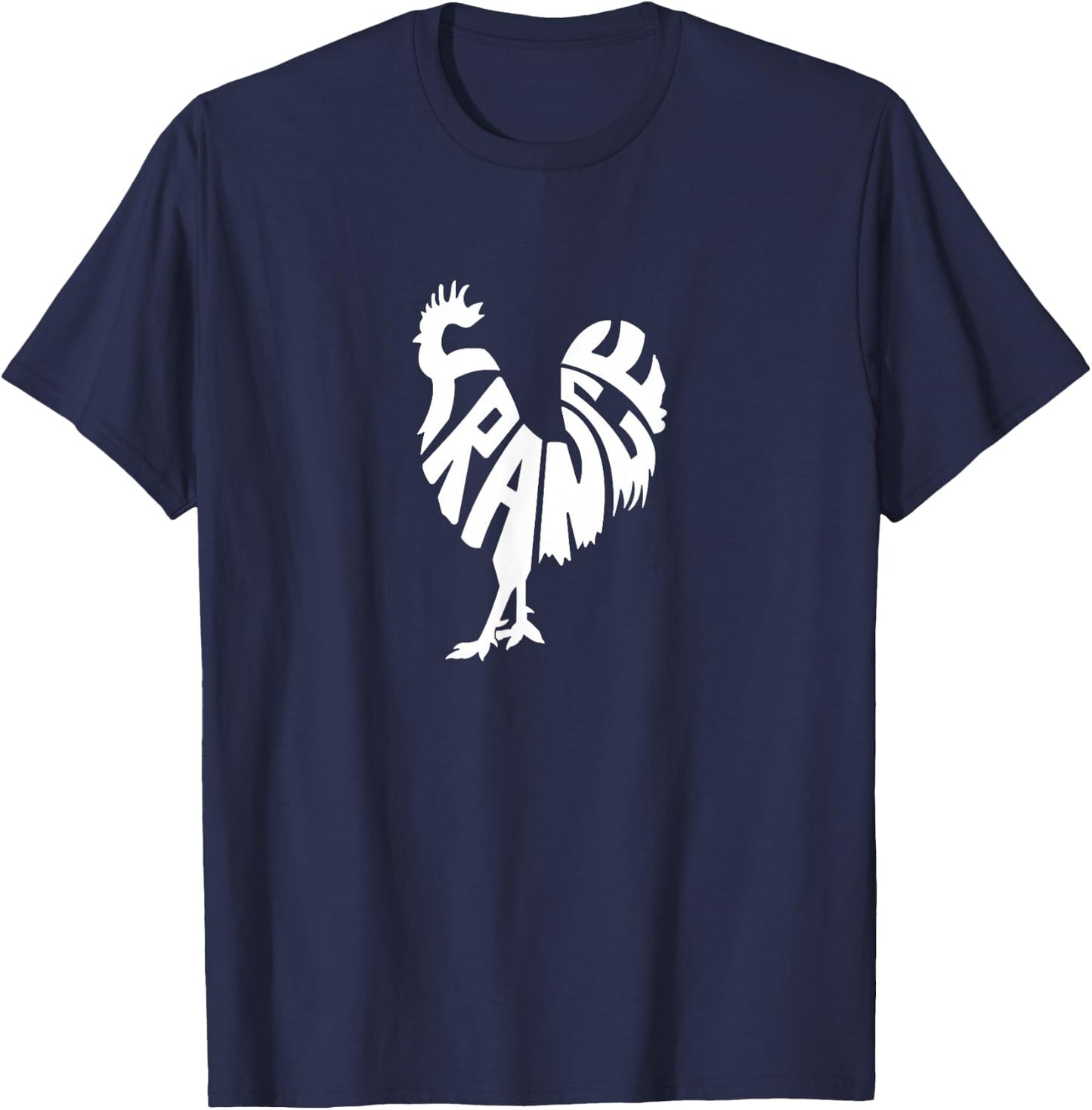 France Gallic Rooster Word Art - Funny Animal T-Shirt - T-Shirt | Navy