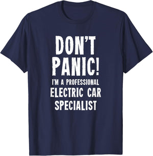 Electric Car Specialist , Black, S T-Shirt - T-Shirt | Navy