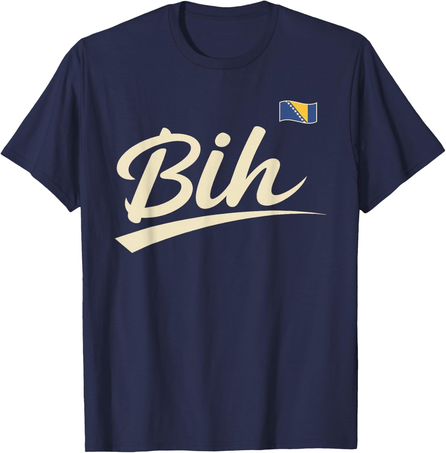 Bosnia and Herzegovina Vintage Script Fan T-Shirt - T-Shirt | Navy