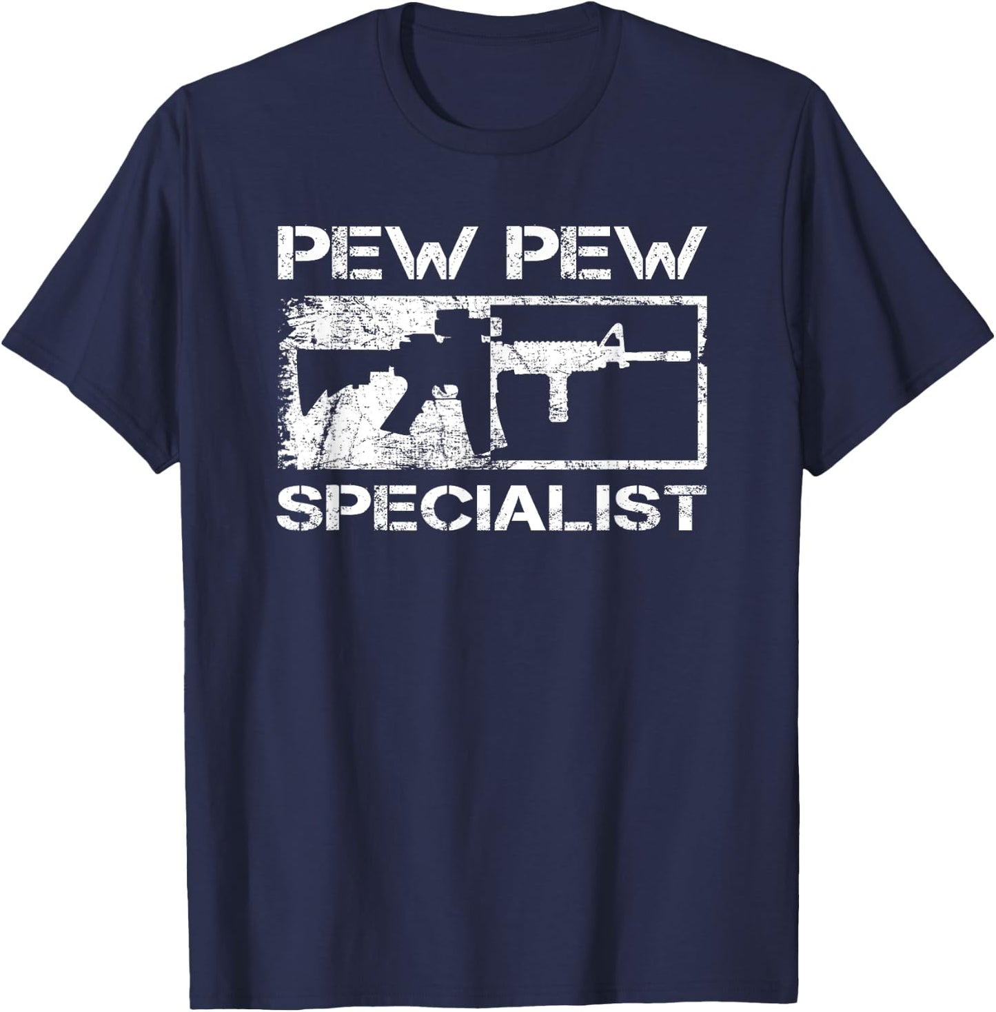 Pew Pew Specialist / Pro Gun 5.56 AR15 Rifle M4 Funny Gun T-Shirt - T-Shirt | Navy