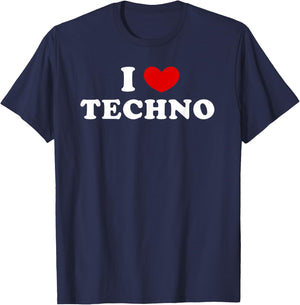 J'aime la techno, j'aime la techno T-Shirt - T-Shirt | Navy