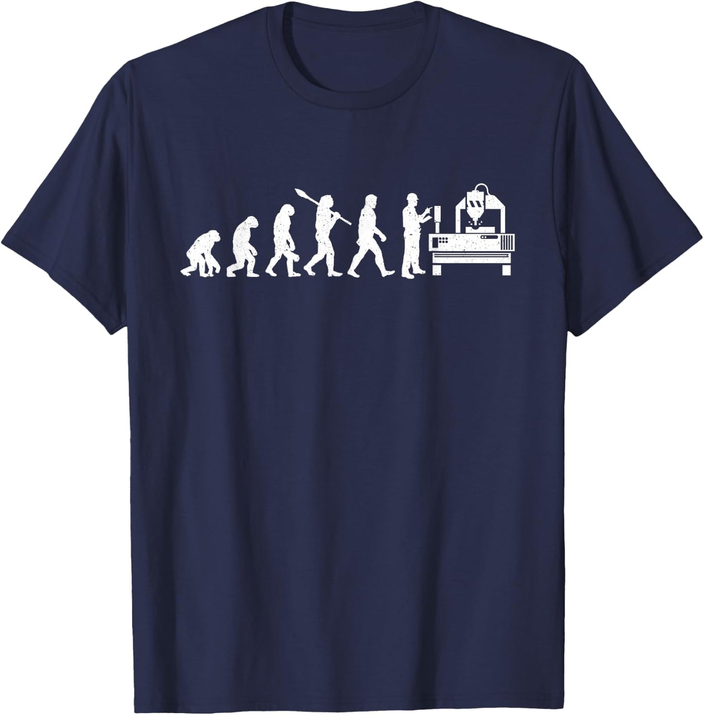 CNC Machine Operator Evolution - Machinist Metal Working T-Shirt - T-Shirt | Navy