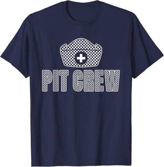 Nurse Checkered Hosting Race Car Nurse Pit Crew T-Shirt - T-Shirt | Navy