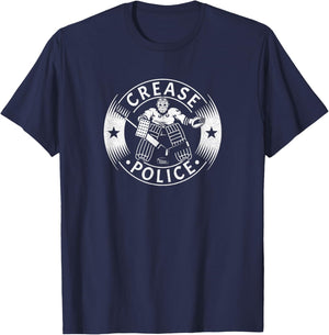 Crease Police Ice Hockey Goalie T-Shirt - T-Shirt | Navy