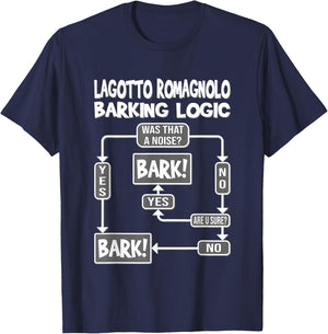 Dog Barking Logic, funny dog gift, Funny Lagotto Romagnolo Men Women Girls Kids T-Shirt - T-Shirt | Navy