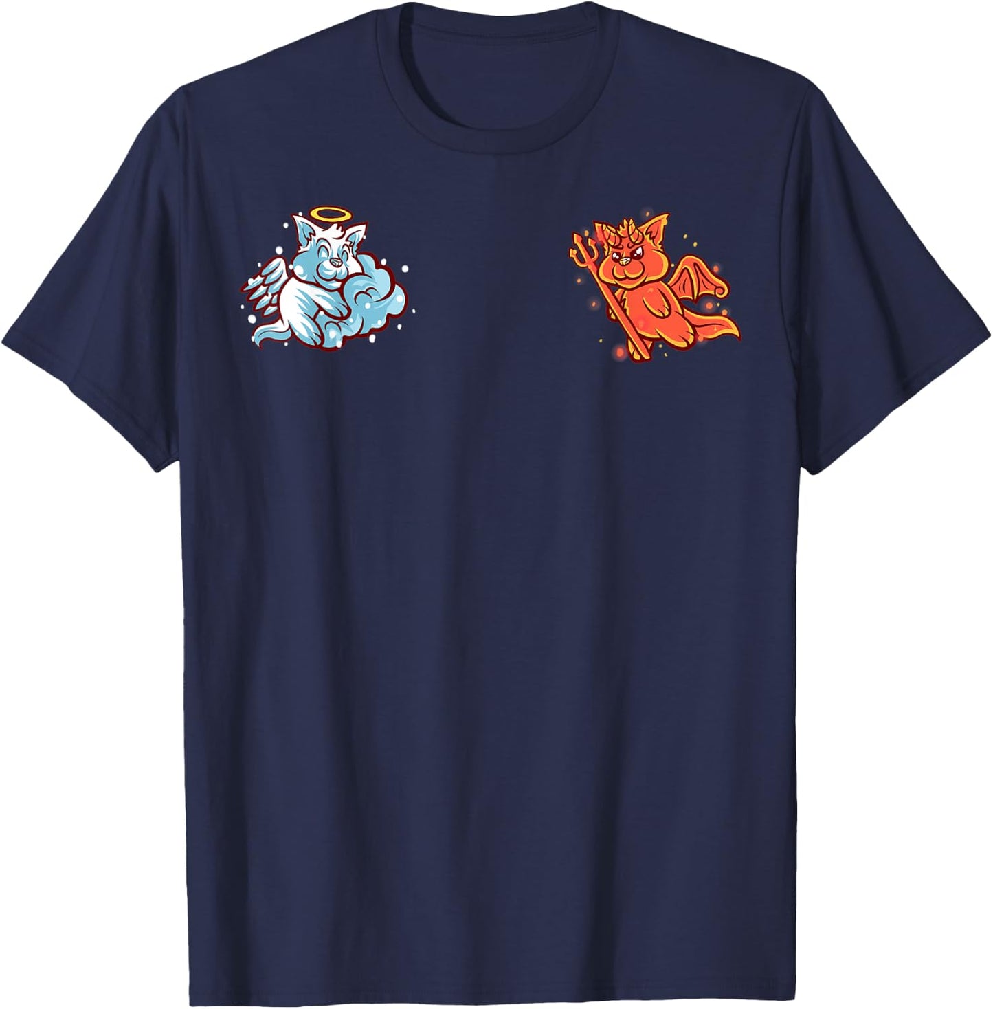 Red Squirrel Angel And Devil Sitting On Your Shoulder Nerd T-Shirt - T-Shirt | Navy
