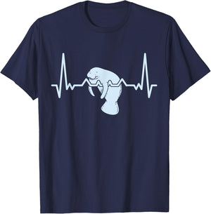 Manatee I Heartbeat I Love Manatees I Manatee T-Shirt - T-Shirt | Navy