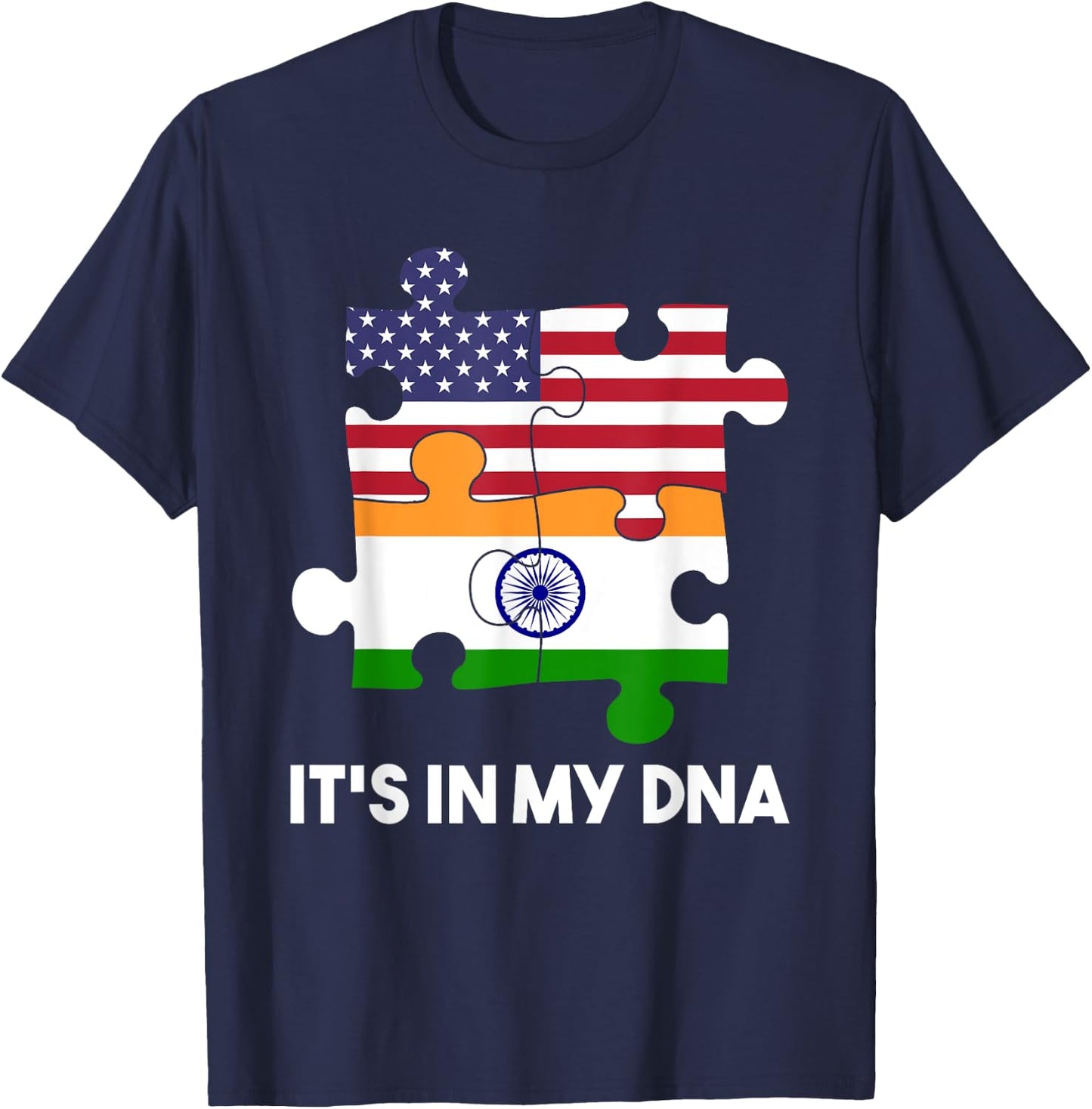 India Proud Flag Day Hindi Sikh America American Fingerprint T-Shirt - T-Shirt | Navy