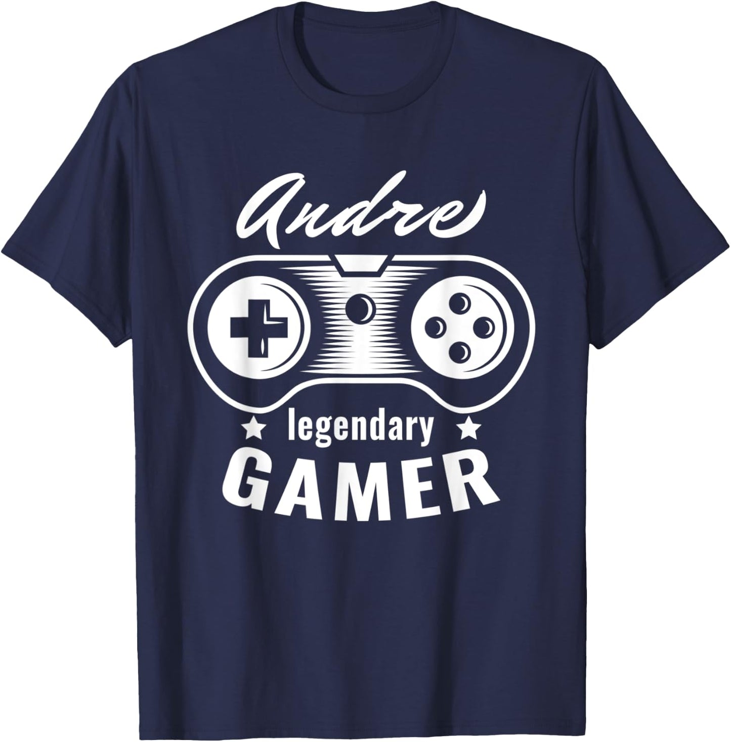 Andre Legendary Gamer - Personalized Name Gift T-Shirt - T-Shirt | Navy
