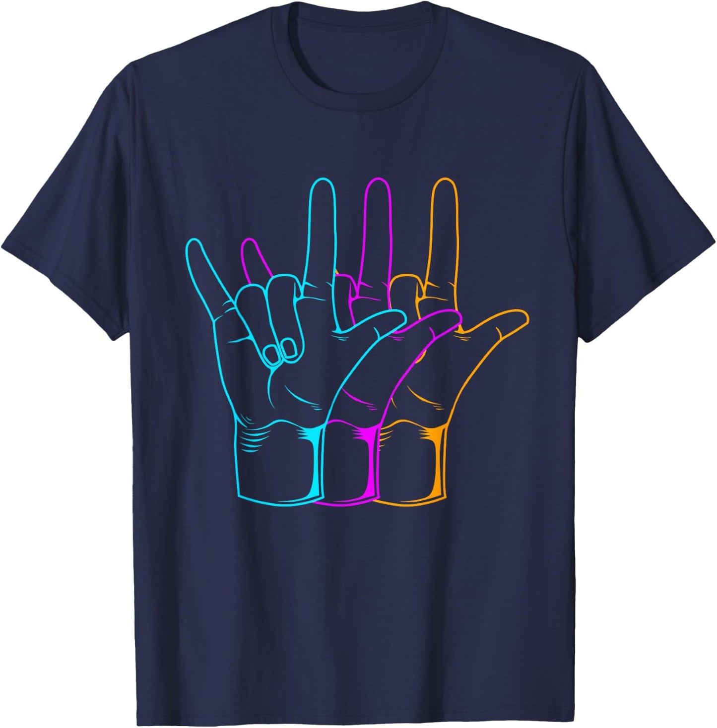 American Sign Language I Love You ASL T-Shirt - T-Shirt | Navy