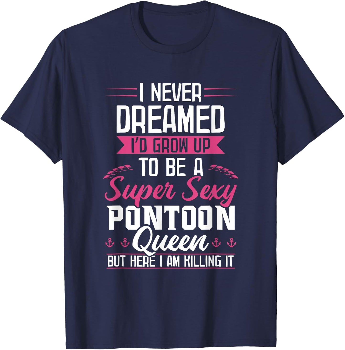 Vintage Pontoon Captain Shirt Women Funny Gift Boat Owner T-Shirt - T-Shirt | Navy