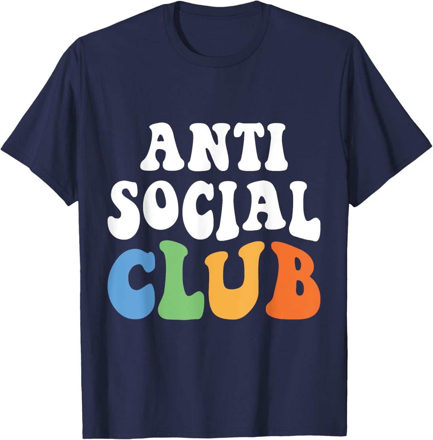 Vintage Men Women Boys Girls Funny Retro Anti Social Club T-Shirt - T-Shirt | Navy