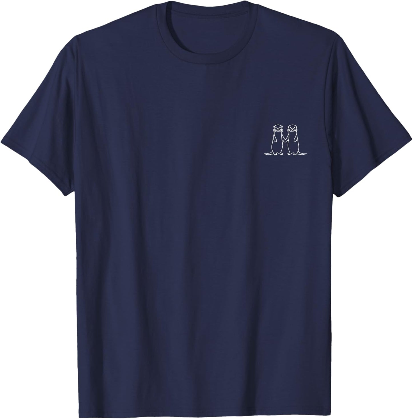 with Otter Hands Holding Minimalism, black T-Shirt - T-Shirt | Navy