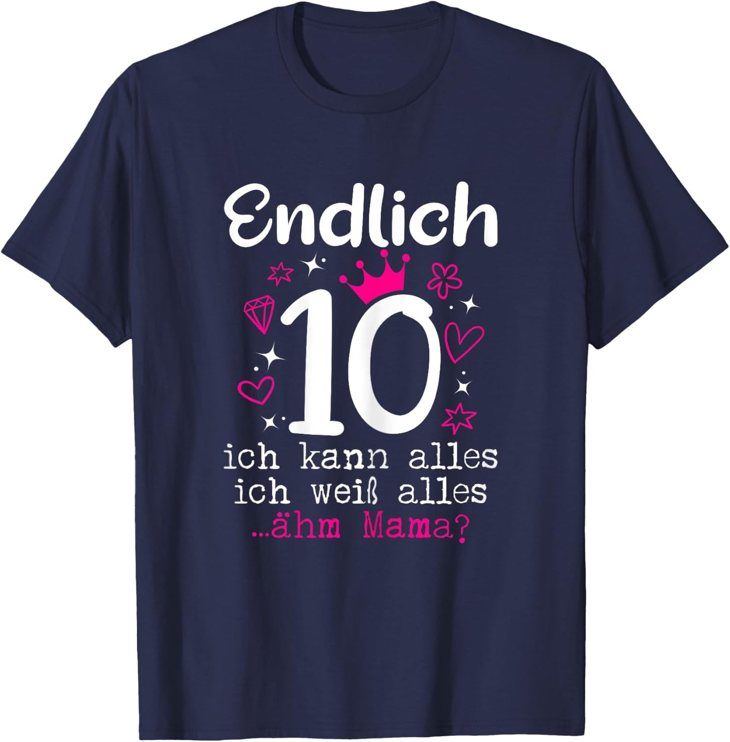 Girl's 10 Years Finally 10th Birthday , black T-Shirt - T-Shirt | Navy