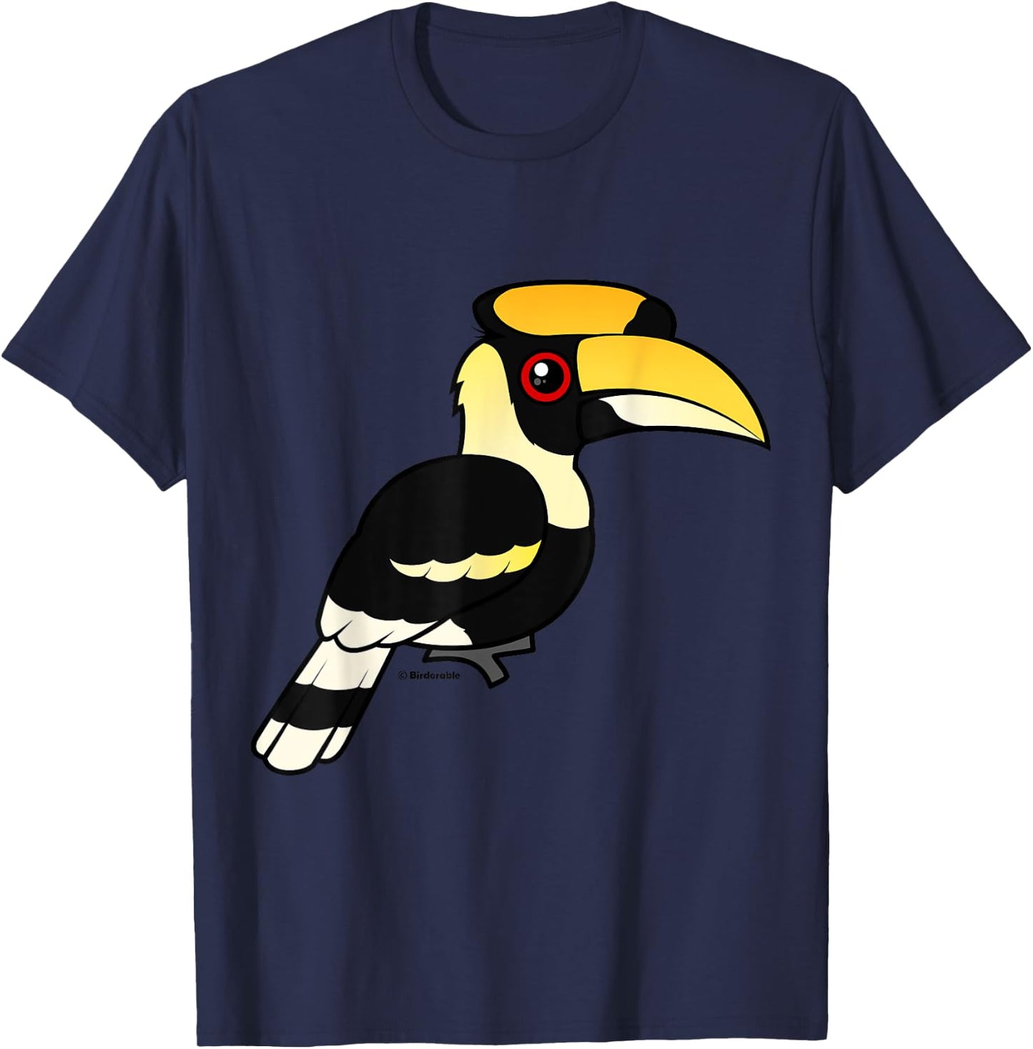Great Hornbill Cute Cartoon Birdorable Bird T-Shirt - T-Shirt | Navy
