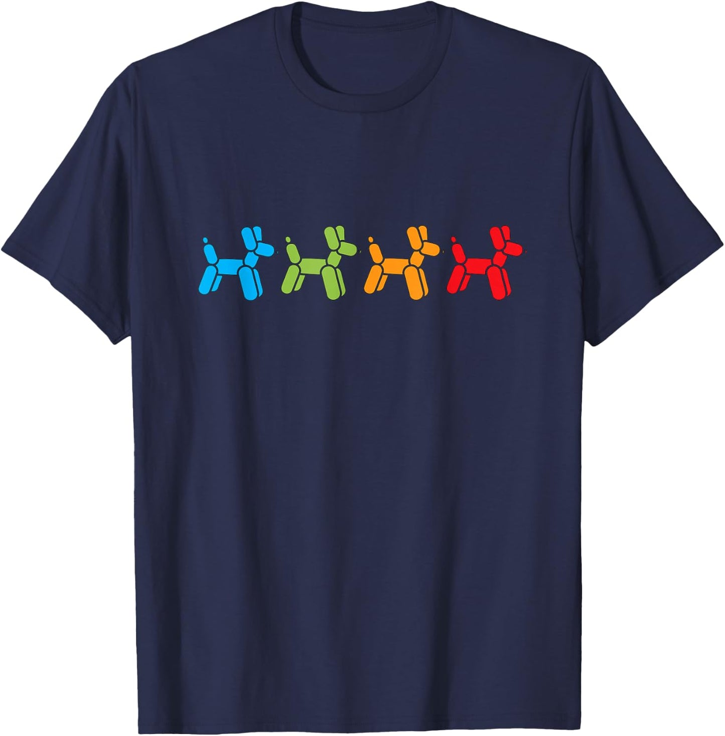 Multi Colored Balloon Animal Design for Balloon Artist T-Shirt - T-Shirt | Navy
