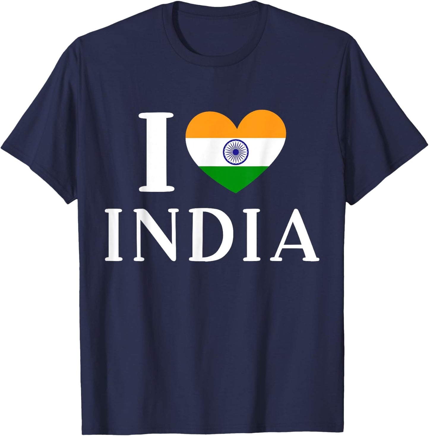 I Love India Flag Heart , Black, S T-Shirt - T-Shirt | Navy