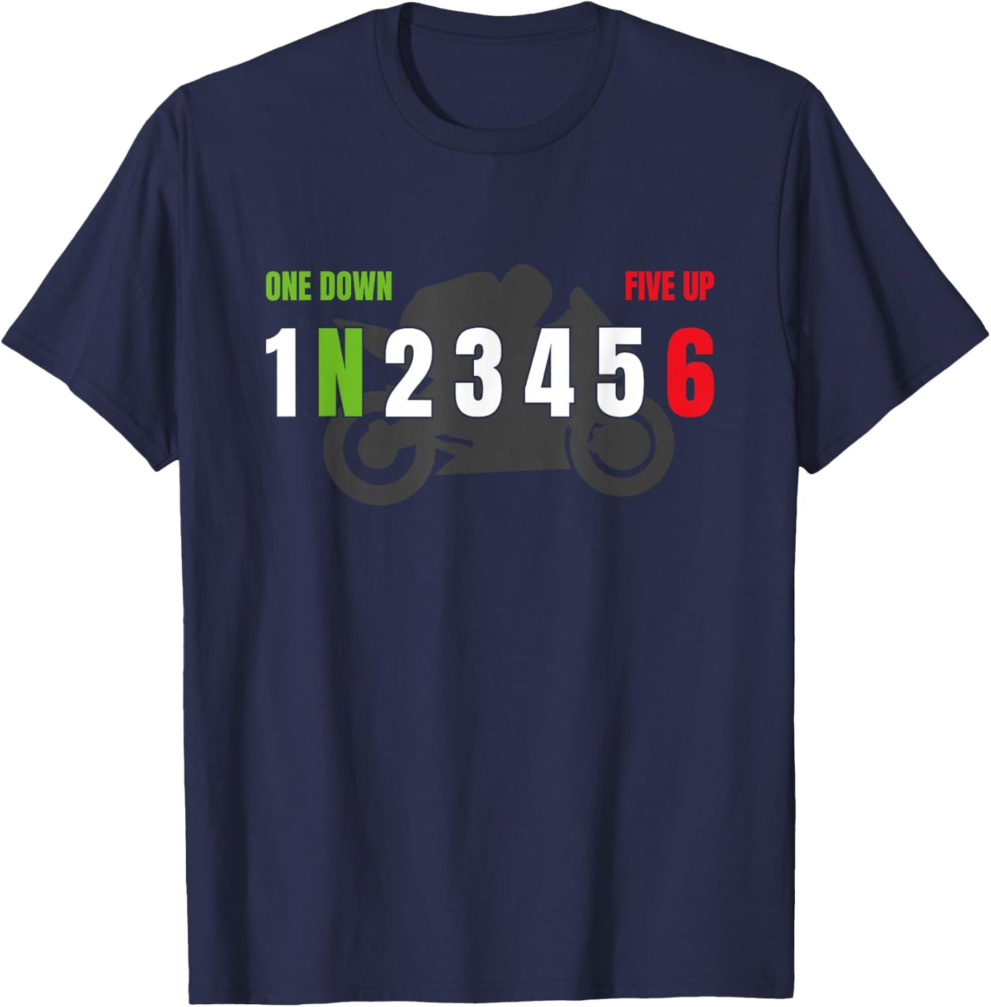 Motorrad Gangschaltung One Down Five Up Biker Racing T-Shirt - T-Shirt | Navy