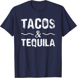 Tacos And Tequila Funny Taco Mexican Food Lover Graphic T-Shirt - T-Shirt | Navy