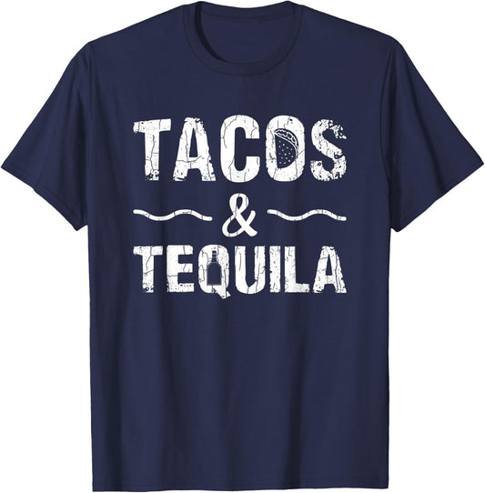 Tacos And Tequila Funny Taco Mexican Food Lover Graphic T-Shirt - T-Shirt | Navy